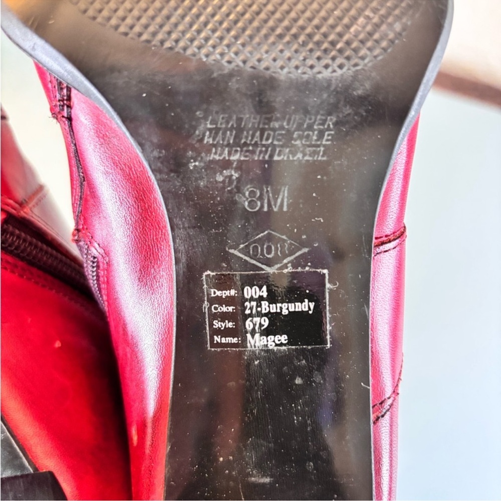 Bakers Square Red Leather Boots Size 8 - Picture 8 of 11